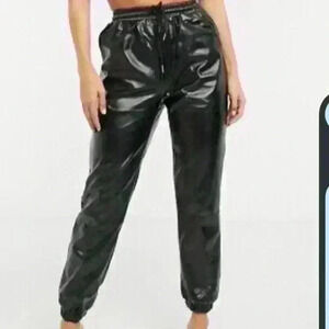 MISSGUIDED FAUX LEATHER joggers size 8 #293 Mob Wife